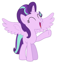 Size: 903x903 | Tagged: artist needed, safe, edit, vector edit, starlight glimmer, alicorn, pony, g4, ^^, alicornified, eyes closed, female, happy, mare, open mouth, race swap, simple background, solo, starlicorn, transparent background, vector, xk-class end-of-the-world scenario
