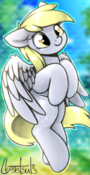 Size: 476x929 | Tagged: safe, artist:llametsul, derpy hooves, pegasus, pony, colored, cute, derpabetes, female, mare, signature, smiling, solo