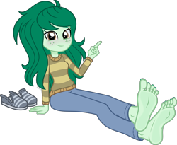 Size: 5001x4107 | Tagged: safe, artist:nok_2, wallflower blush, human, equestria girls, equestria girls specials, g4, my little pony equestria girls: better together, my little pony equestria girls: forgotten friendship, blushing, clothes, feet, fetish, foot fetish, foot focus, freckles, looking at you, nails, shoes, show accurate, simple background, smiling, soles, solo, transparent background, vector