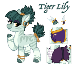 Size: 2600x2300 | Tagged: safe, artist:pink-pone, oc, oc only, oc:tiger lily, earth pony, pony, clothes, cloven hooves, female, high res, mare, reference sheet, simple background, solo, transparent background