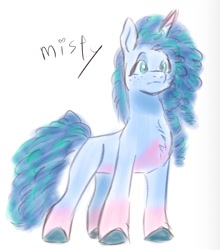 Size: 1494x1700 | Tagged: safe, artist:mayugraffiti, misty brightdawn, pony, unicorn, g5, female, simple background, sketch, solo, white background