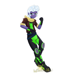 Size: 2021x2397 | Tagged: safe, artist:lordshrekzilla20, rolling thunder, human, equestria girls, g4, clothes, equestria girls-ified, eye scar, facial scar, female, high res, knee pads, scar, simple background, smiling, solo, transparent background, uniform, washouts uniform