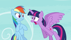 Size: 1280x720 | Tagged: safe, screencap, rainbow dash, twilight sparkle, alicorn, pony, g4, testing testing 1-2-3, twilight sparkle (alicorn)