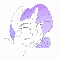 Size: 875x875 | Tagged: safe, artist:baigak, rarity, pony, unicorn, g4, bust, female, mare, open mouth, partial color, simple background, solo, sweat, sweatdrop, white background
