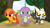 Size: 1190x671 | Tagged: safe, artist:porygon2z, spike, oc, oc:heatwave, dragon, griffon, titan, g4, broken horn, chickub, collar, griffon oc, horn, king clawthorne, male, pet tag, porygon2z's trio, show accurate, skull, the owl house, trio, trio male