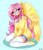 Size: 1800x2100 | Tagged: safe, artist:mylittleyuri, fluttershy, human, g4, blue background, blushing, bra, bra strap, breasts, choker, chokershy, clothes, cute, elf ears, female, flats, humanized, kneeling, shoes, shorts, shyabetes, simple background, socks, solo, stockings, stupid sexy fluttershy, sweater, sweatershy, thigh highs, underwear, winged humanization, wings