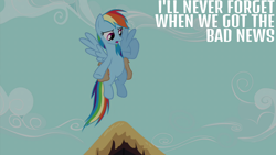 Size: 2000x1125 | Tagged: safe, edit, edited screencap, editor:quoterific, screencap, rainbow dash, pegasus, pony, g4, games ponies play, bag, female, flying, mare, saddle bag, solo, spread wings, wings