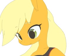 Size: 1080x811 | Tagged: safe, artist:cheesesauce_45, applejack, earth pony, semi-anthro, g4, bust, clothes, female, looking down, mare, simple background, solo, white background