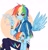 Size: 1076x1114 | Tagged: safe, artist:rainn__1026, rainbow dash, human, pegasus, pony, equestria girls, g4, floating wings, human ponidox, humanized, looking at you, peace sign, self paradox, self ponidox, simple background, smiling, white background, winged humanization, wings