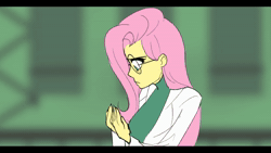 Size: 1920x1080 | Tagged: safe, artist:tomi_ouo, fluttershy, firefly (insect), human, insect, equestria girls, g4, power ponies (episode), animated, big breasts, breasts, busty fluttershy, clothes, commission, female, flutterhulk, glasses, growth, hair over one eye, lab coat, muscle expansion, muscle growth, muscles, muscleshy, muscular female, round glasses, she-hulk, solo, sound, webm, yelling