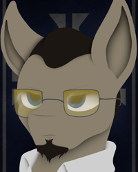 Size: 1080x1350 | Tagged: safe, artist:tiviyl, oc, earth pony, pony, beard, bust, equestria divided: reunification, facial hair, glasses, male, portrait, solo, stallion, sunglasses
