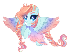 Size: 1920x1432 | Tagged: safe, artist:afterglory, oc, pegasus, pony, clothes, colored wings, dress, female, mare, multicolored wings, simple background, solo, transparent background, wings