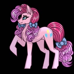 Size: 1280x1280 | Tagged: safe, artist:meyreak123, pinkie pie, earth pony, pony, g4, black background, female, raised hoof, simple background, solo