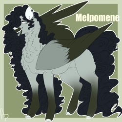 Size: 2000x2000 | Tagged: safe, artist:inisealga, oc, oc only, oc:melpomene, pegasus, pony, abstract background, chest fluff, coat markings, female, fluffy, high res, mare, markings, neck fluff, pegasus oc, simple background, socks (coat markings), wings