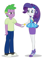 Size: 3172x4320 | Tagged: safe, artist:georgegarza01, rarity, spike, human, equestria girls, g4, boyfriend and girlfriend, duo, female, holding hands, human spike, humanized, male, rarity peplum dress, ship:sparity, shipping, simple background, straight, transparent background, vector