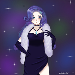 Size: 2160x2160 | Tagged: safe, artist:dennki22, rarity, human, g4, clothes, dress, female, high res, humanized, jewelry, necklace, solo