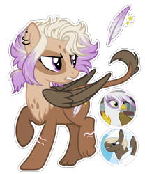 Size: 1600x1921 | Tagged: safe, artist:xxcheerupxxx, dumbbell, gilda, oc, oc only, hippogriff, hybrid, pony, g4, interspecies offspring, offspring, parent:dumbbell, parent:gilda, parents:gildabell, simple background, transparent background
