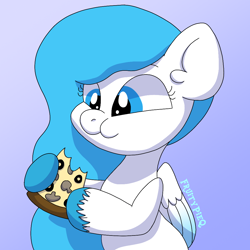 Size: 1000x1000 | Tagged: safe, artist:c1trine, artist:fruiitypieq, artist:shycookieq, oc, oc only, pegasus, pony, base used, eating, female, food, gradient background, pegasus oc, pizza, solo