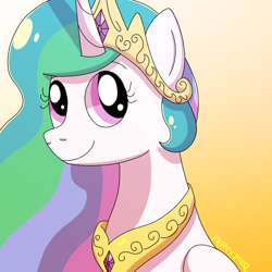 Size: 1000x1000 | Tagged: safe, artist:fruiitypieq, artist:shycookieq, princess celestia, alicorn, pony, g4, bust, female, gradient background, solo