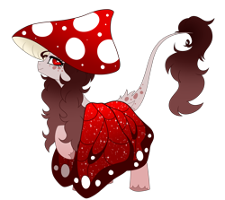 Size: 4043x3609 | Tagged: safe, artist:crazysketch101, oc, oc only, earth pony, original species, pony, body freckles, butterfly wings, female, freckles, gradient hair, gradient mane, gradient tail, hat, leonine tail, mare, mushroom hat, red eyes, simple background, solo, tail, transparent background, unshorn fetlocks, wings