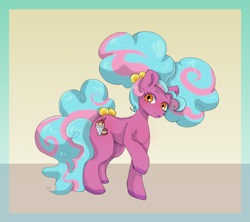 Size: 1430x1270 | Tagged: safe, artist:mortimer todd, oc, oc only, earth pony, pony, big mane, curly mane, earth pony oc, eyelashes, female, hair tie, one leg raised, raised hoof, solo, tail, two toned mane, two toned tail