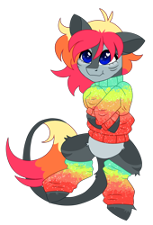 Size: 3440x5064 | Tagged: safe, artist:crazysketch101, oc, oc only, oc:crazy looncrest, pony, clothes, leg warmers, leonine tail, simple background, solo, sweater, tail, transparent background