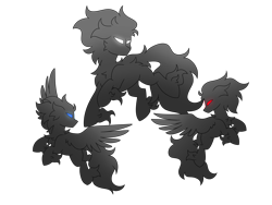 Size: 8000x6000 | Tagged: safe, artist:crazysketch101, oc, oc:void, pegasus, pony, butt, glowing, glowing eyes, plot, simple background, transparent background, trio