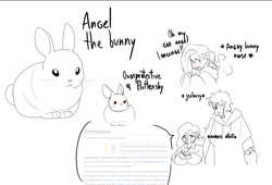 Size: 815x553 | Tagged: safe, artist:yams-here, angel bunny, discord, fluttershy, human, rabbit, g4, animal, humanized, lineart, text, wikipedia