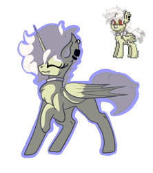 Size: 523x590 | Tagged: safe, artist:brybrychan, alicorn, bat pony, bat pony alicorn, pony, pony town, bat wings, choker, clothes, concave belly, duo, ear piercing, earring, eyes closed, horn, jewelry, piercing, raised hoof, simple background, transparent background, wings