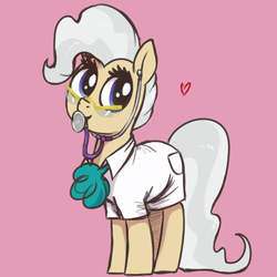 Size: 2500x2500 | Tagged: safe, artist:t72b, mayor mare, earth pony, pony, clothes, female, glasses, lab coat, mare, mouth hold, simple background, solo, stethoscope