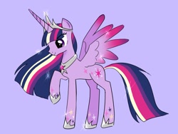 Size: 1079x813 | Tagged: safe, artist:rainbom__1122, twilight sparkle, alicorn, the last problem, colored wings, colored wingtips, gradient wings, older, older twilight, princess twilight 2.0, smiling, solo, sparkles, spread wings, twilight sparkle (alicorn), wings