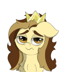 Size: 4200x4200 | Tagged: safe, artist:engi, oc, oc only, oc:prince whateverer, pegasus, pony, chest fluff, crown, digital art, eyebrows, floppy ears, jewelry, looking at you, pegasus oc, regalia, sad, simple background, solo, transparent background
