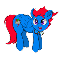Size: 4200x4200 | Tagged: safe, artist:engi, oc, oc only, oc:engi, pegasus, pony, goggles, looking at you, male, open mouth, outline, pegasus oc, simple background, solo, transparent background, white outline