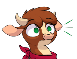 Size: 4500x3500 | Tagged: safe, artist:ljdamz1119, arizona (tfh), cow, them's fightin' herds, bust, community related, emanata, female, reaction image, shocked, simple background, solo, transparent background