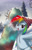 Size: 960x1512 | Tagged: safe, artist:neoshrek, rainbow dash, pegasus, pony, g4, belly, belly button, bipedal, hat, leg hold, long mane, open mouth, selfie, ski lift, snowboard, solo