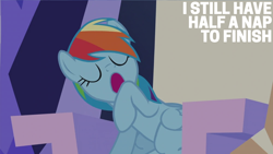 Size: 2000x1125 | Tagged: safe, edit, edited screencap, editor:quoterific, screencap, rainbow dash, pegasus, pony, g4, the lost treasure of griffonstone, solo, yawn