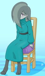 Size: 1200x2029 | Tagged: safe, artist:batipin, marble pie, human, equestria girls, g4, chair, clothes, cute, dress, equestria girls-ified, female, hair over one eye, looking at you, marblebetes, missing shoes, sitting, solo, stocking feet