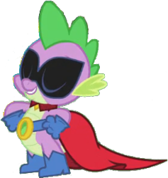Size: 271x286 | Tagged: safe, edit, edited screencap, editor:pascalmulokozi2, screencap, spike, dragon, g4, power ponies (episode), background removed, eyes closed, humdrum costume, male, not a vector, power ponies, simple background, solo, transparent background