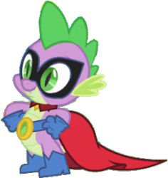 Size: 271x287 | Tagged: safe, artist:pascalmulokozi2, edit, edited screencap, screencap, spike, dragon, g4, power ponies (episode), background removed, hand on hip, humdrum costume, male, not a vector, power ponies, simple background, solo, transparent background