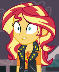 Size: 592x720 | Tagged: safe, screencap, sunset shimmer, human, driving miss shimmer, driving miss shimmer: applejack, equestria girls, g4, my little pony equestria girls: better together, cropped, solo