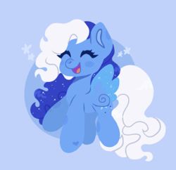 Size: 540x523 | Tagged: safe, artist:wholesomeponies, silver glow, pegasus, pony, g3, blue background, circle, colored ears, eyes closed, female, heart, mare, request, simple background, solo, stars