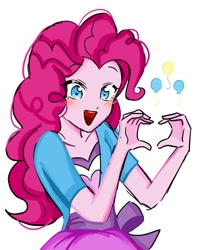 Size: 600x760 | Tagged: safe, artist:rainn__1026, pinkie pie, human, equestria girls, g4, clothes, heart, heart hands, simple background, smiling, solo, white background