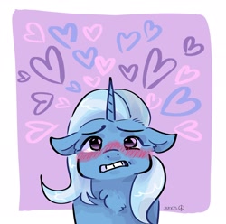 Size: 2048x2033 | Tagged: safe, artist:dmitrymemovznok, trixie, pony, unicorn, g4, blushing, heart, high res, solo