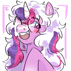 Size: 2048x2033 | Tagged: safe, artist:dmitrymemovznok, oc, pony, unicorn, glasses, high res, round glasses, smiling, solo