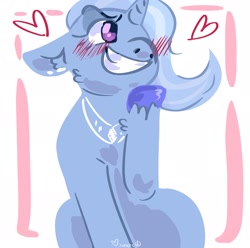 Size: 2048x2033 | Tagged: safe, artist:dmitrymemovznok, trixie, pony, unicorn, g4, blushing, heart, high res, sitting, smiling, solo