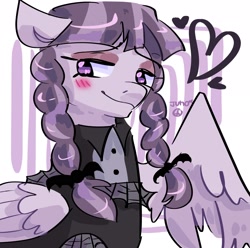 Size: 2048x2033 | Tagged: safe, artist:dmitrymemovznok, inky rose, pegasus, pony, g4, clothes, goth, heart, high res, smiling, solo