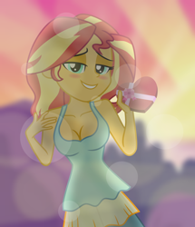 Size: 4944x5760 | Tagged: safe, artist:emeraldblast63, sunset shimmer, human, equestria girls, g4, breasts, busty sunset shimmer, cleavage, female, holiday, solo, valentine, valentine's day