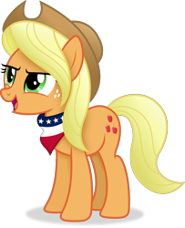 Size: 3184x3927 | Tagged: safe, artist:anime-equestria, applejack, earth pony, pony, g4, alternate hairstyle, amerijack, applejack's hat, bandana, cowboy hat, female, freckles, hat, high res, mare, simple background, solo, transparent background, vector