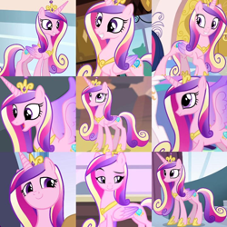 Size: 720x720 | Tagged: safe, edit, editor:megalobronia, screencap, princess cadance, alicorn, pony, a canterlot wedding, equestria games (episode), equestria girls, g4, games ponies play, my little pony equestria girls, princess spike, the crystalling, three's a crowd, collage, colored wings, concave belly, crown, folded wings, gradient wings, hoof shoes, jewelry, peytral, regalia, slender, standing, thin, wings