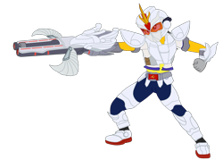 Size: 4019x2885 | Tagged: safe, artist:gmaplay, oc, oc:saint rider, equestria girls, g4, ballista (weapon), cannon, high res, kamen rider ryuki, male, saint seiya, simple background, solo, transparent background